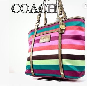 Coach Multicolor Striped Tote Bag